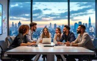 Ein Bild von einem Team von SEO-Experten, die an einer Strategie arbeiten.